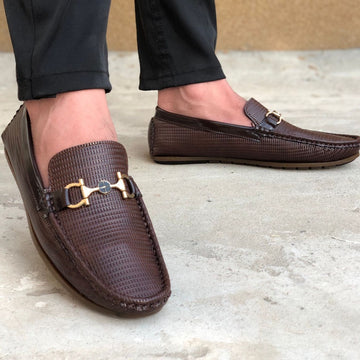 Ugur leather finish hand made vince loafers brown