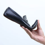 Ugur leather finish hand made dotted  loafers Black