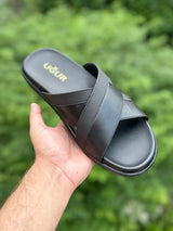 Ugur Hand Made Novelty Leather Black Chappal