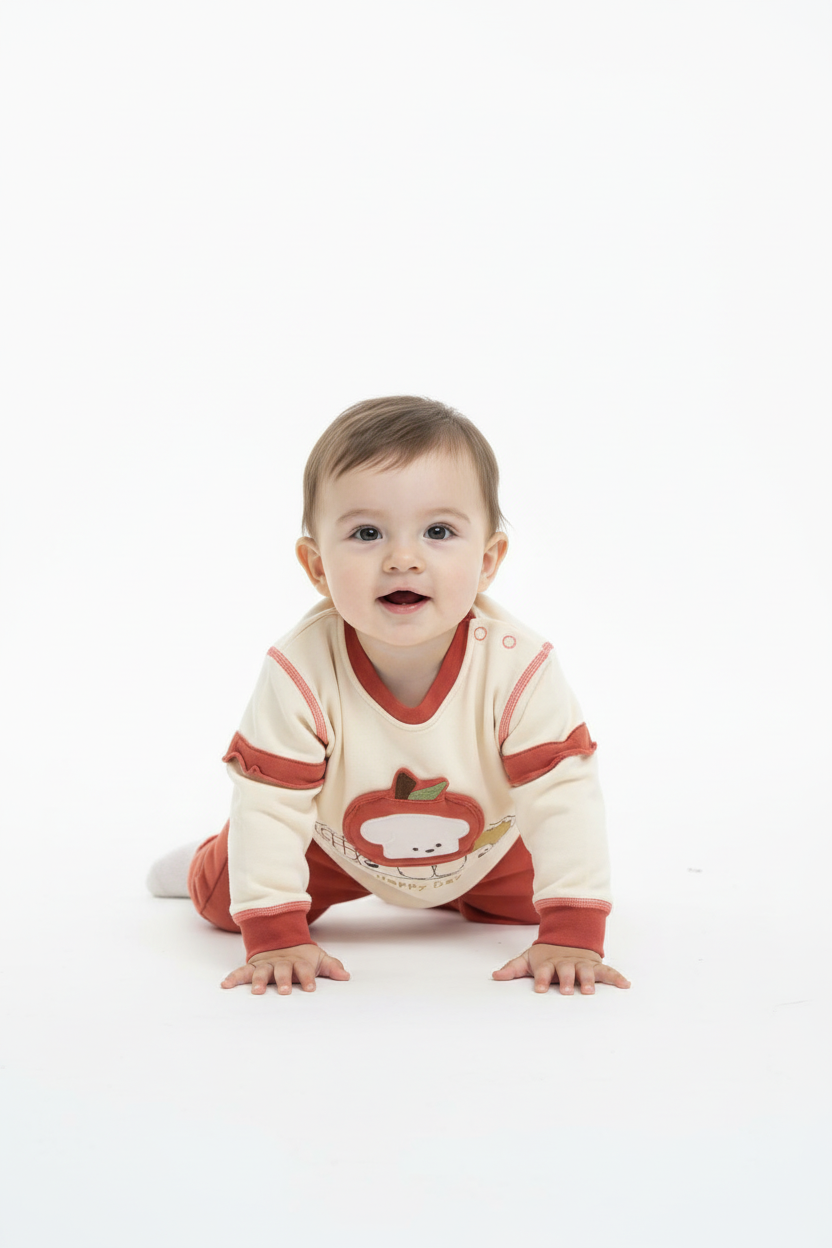 Kids Winter Romper - Maroon & Beige Jumpsuit