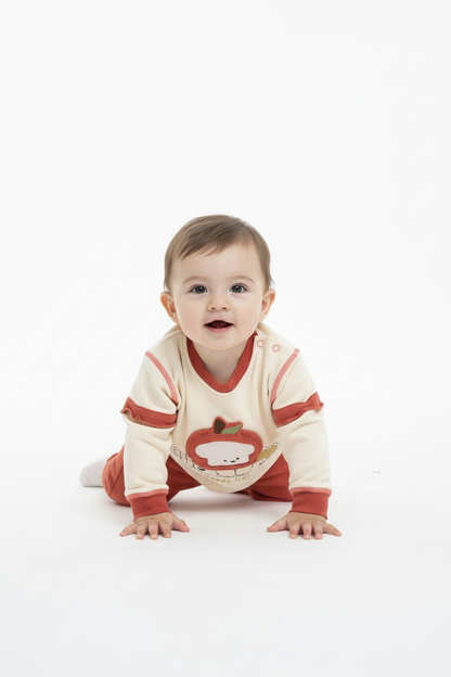 Kids Winter Romper - Maroon & Beige Jumpsuit