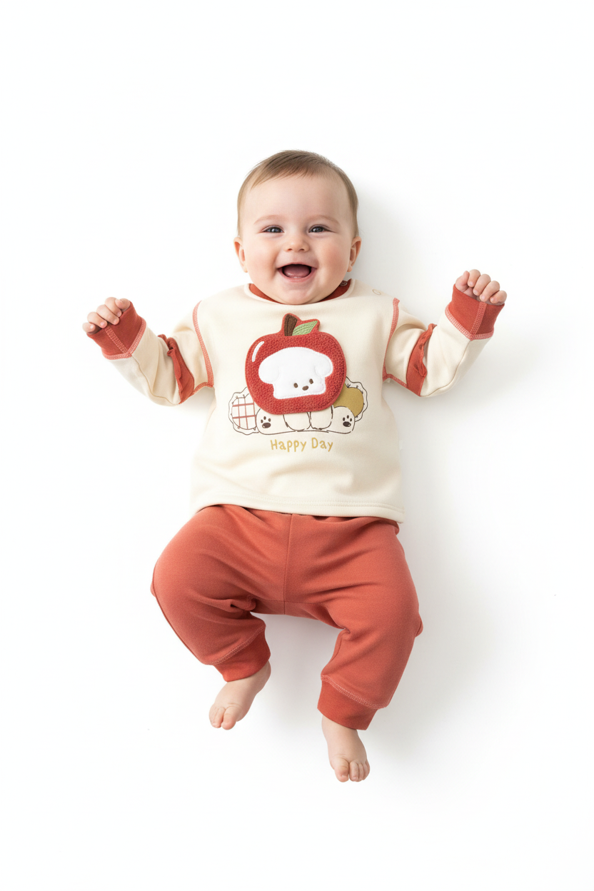 Kids Winter Romper - Maroon & Beige Jumpsuit
