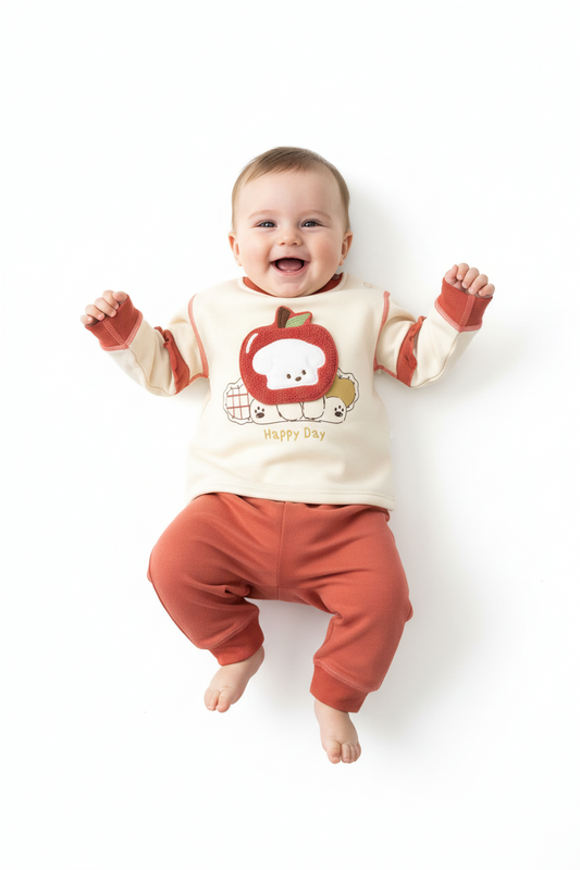 Kids Winter Romper - Maroon & Beige Jumpsuit