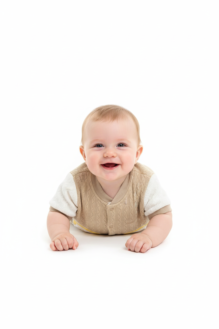 Kids Winter Romper - Beige and White Jumpsuit