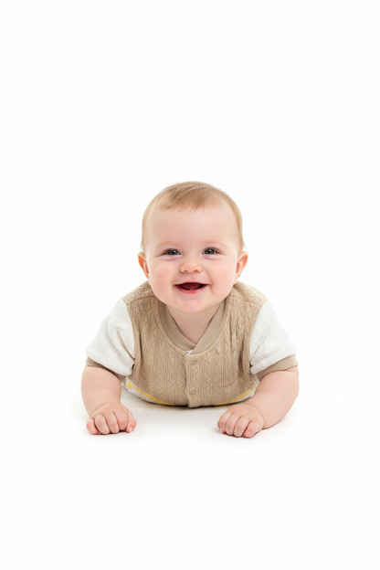 Kids Winter Romper - Beige and White Jumpsuit