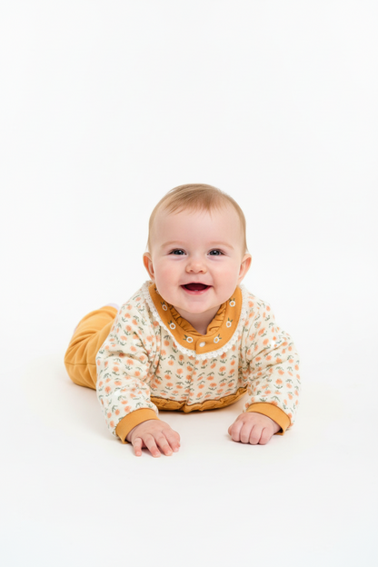 Kids Winter Romper - Orange and Off-White Jumpsuit