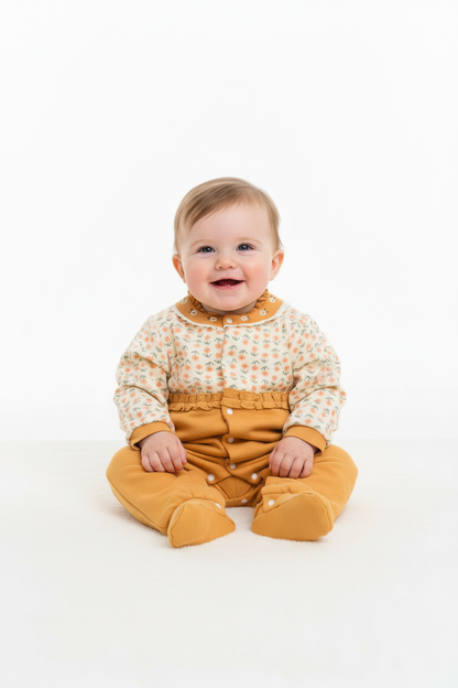 Kids Winter Romper - Orange and Off-White Jumpsuit