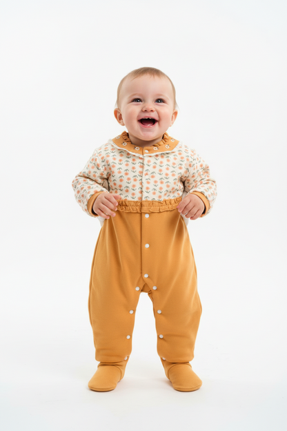 Kids Winter Romper - Orange and Off-White Jumpsuit