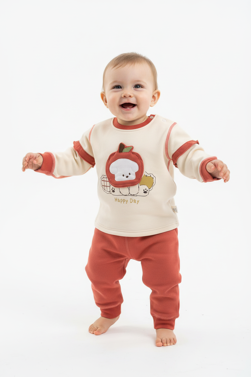 Kids Winter Romper - Maroon & Beige Jumpsuit