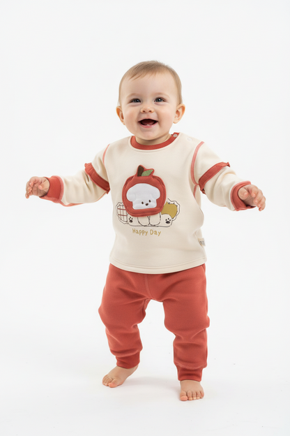 Kids Winter Romper - Maroon & Beige Jumpsuit