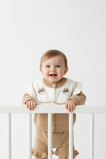 Kids Tan Set with Bunny Appliqués