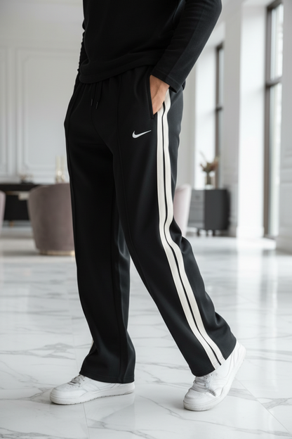 Nk-Double Stripe Loose fit Imported Fabric Trouser