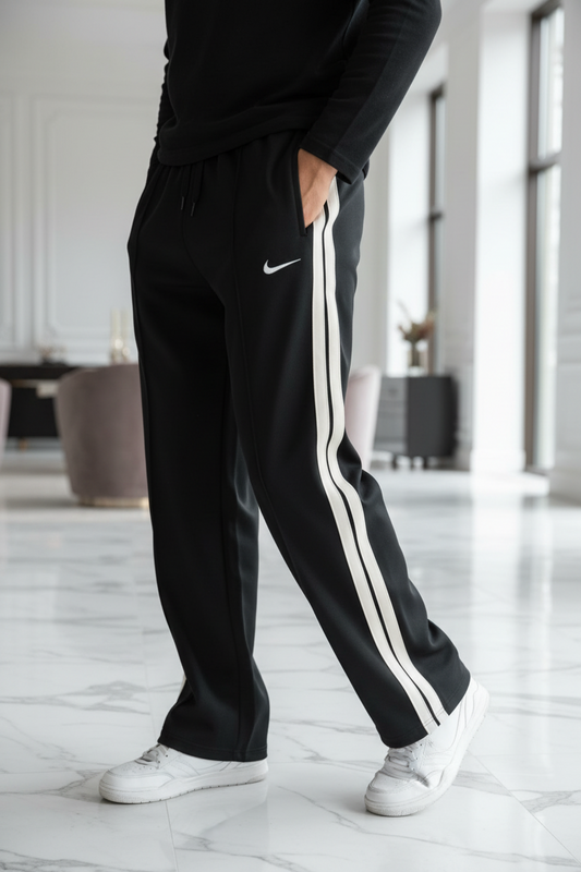 Nk-Double Stripe Loose fit Imported Fabric Trouser