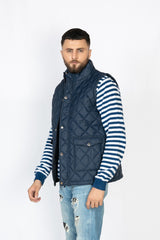 Ugur Diamond Blue Sleeveless Puffer Jacket