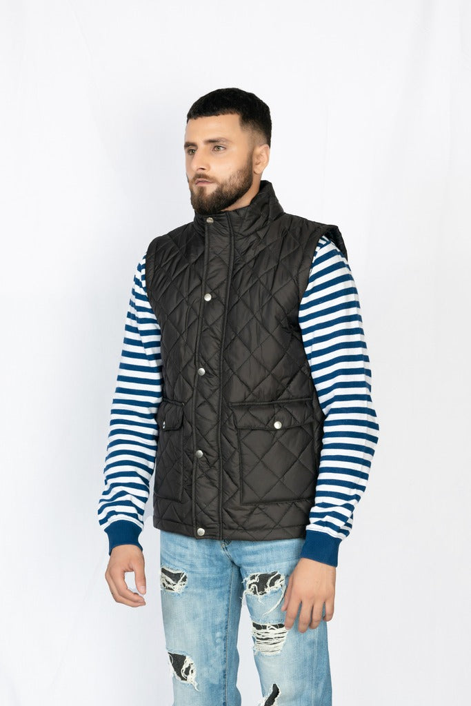 Ugur Diamond Black Sleeveless Puffer Jacket