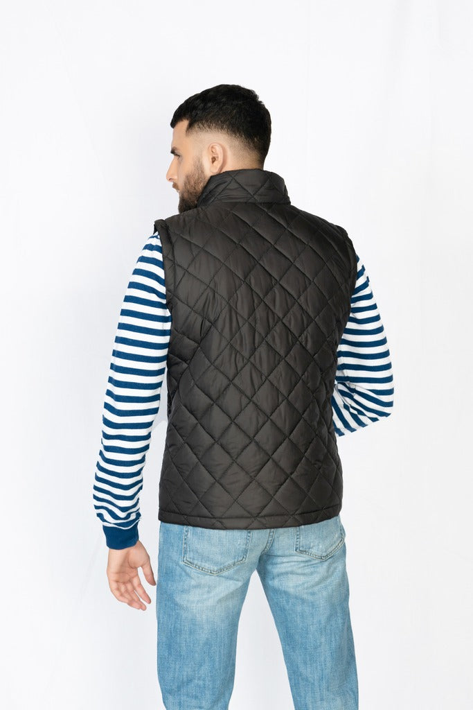 Ugur Diamond Black Sleeveless Puffer Jacket