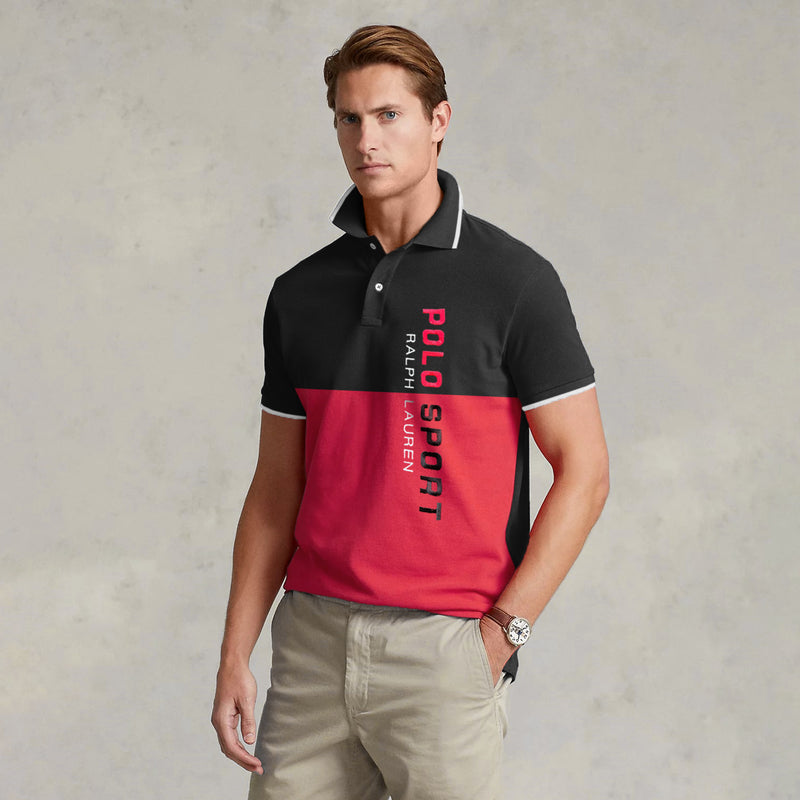 R-L Premium Men's Embroidered Mahroon & Black Polo Shirt