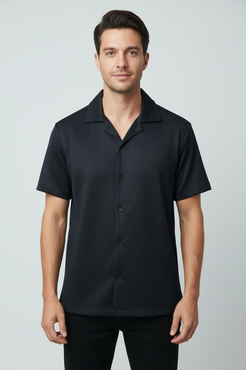Ugur Cube Collar Old Money Drop shoulder Shirt with textured pattern