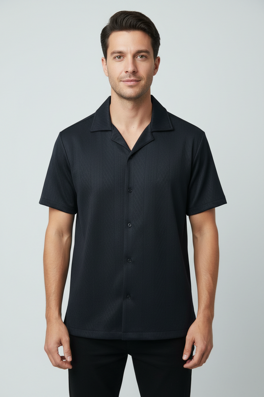 Ugur Cube Collar Old Money Drop shoulder Shirt with textured pattern