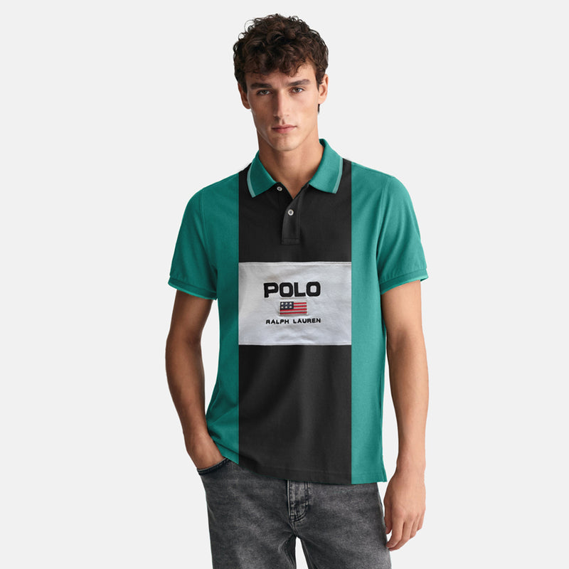 R-L Premium Men's Embroidered Green & Black Polo Shirt