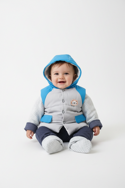 Kids Adorable Quilted vest outfit with Hood