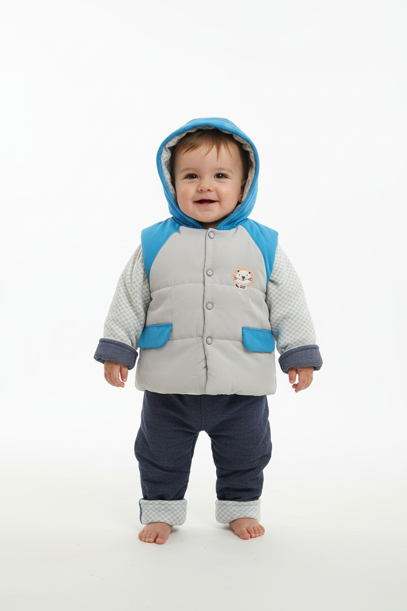 Kids Adorable Quilted vest outfit with Hood