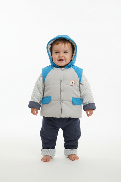 Kids Adorable Quilted vest outfit with Hood