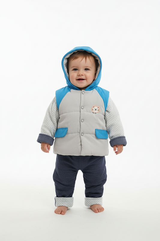 Kids Adorable Quilted vest outfit with Hood