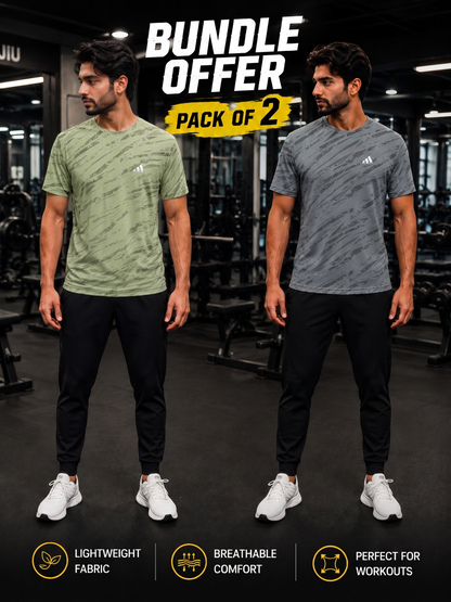 Ugur Premium Halfsleeve Checkered Pattern Round Neck T-Shirt -Pack of 2
