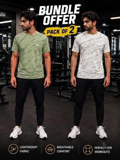 Ugur Premium Halfsleeve Checkered Pattern Round Neck T-Shirt -Pack of 2