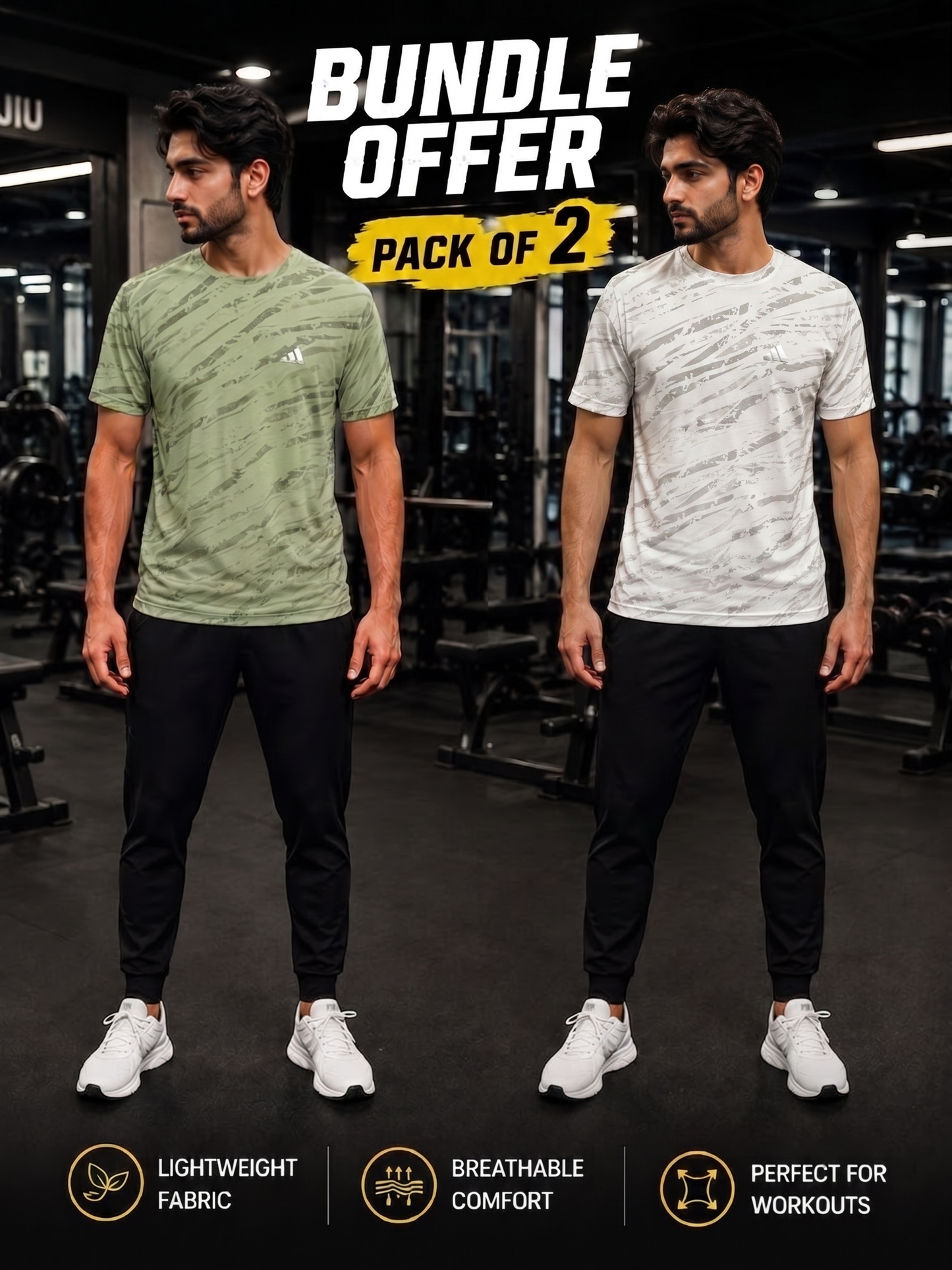 Ugur Premium Halfsleeve Checkered Pattern Round Neck T-Shirt -Pack of 2