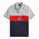 R-L Premium Men's Embroidered Gray & Blue Polo Shirt