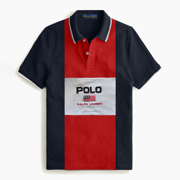 R-L Premium Men's Embroidered Red & Blue Polo Shirt