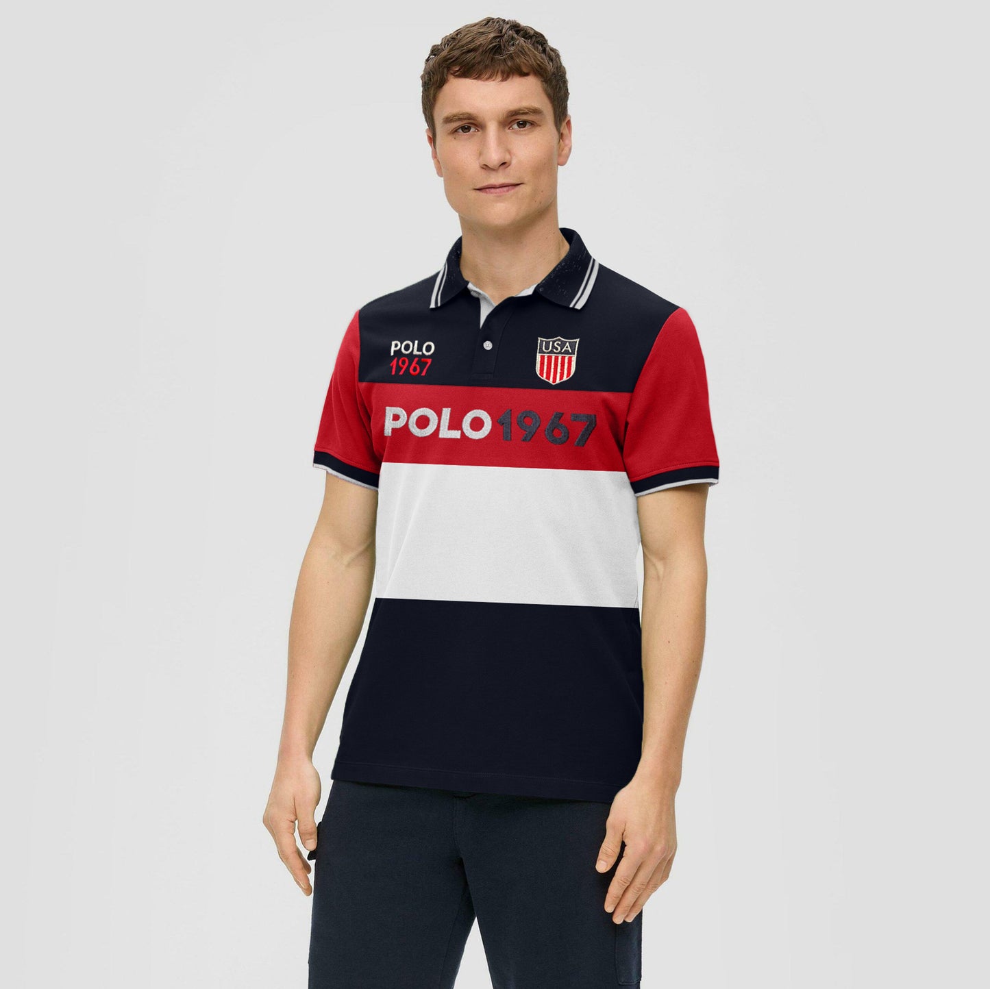 R-L Men's Premium Embroidered Panel Polo