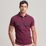 H-T Men's Premium Printed Mahroon Polo Shirt