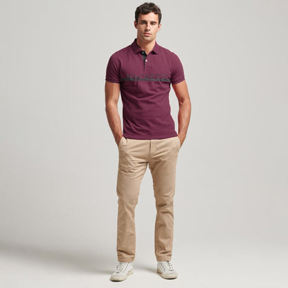 H-T Men's Premium Printed Mahroon Polo Shirt
