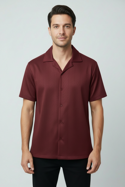 Ugur Cube Collar Old Money Drop shoulder Shirt with textured pattern
