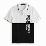 R-L Men's Premium Printed White & Black Polo Shirt