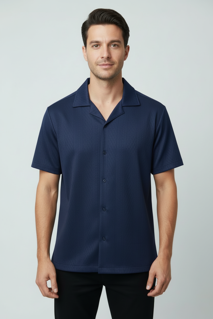 Ugur Cube Collar Old Money Drop shoulder Shirt with textured pattern
