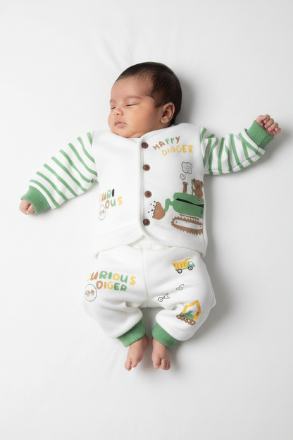 Baby Bunny Happy Digger Terry Stuff Body suit With Cap