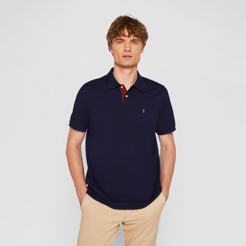 R-L Men's Embroidered Navy Blue Polo Shirt