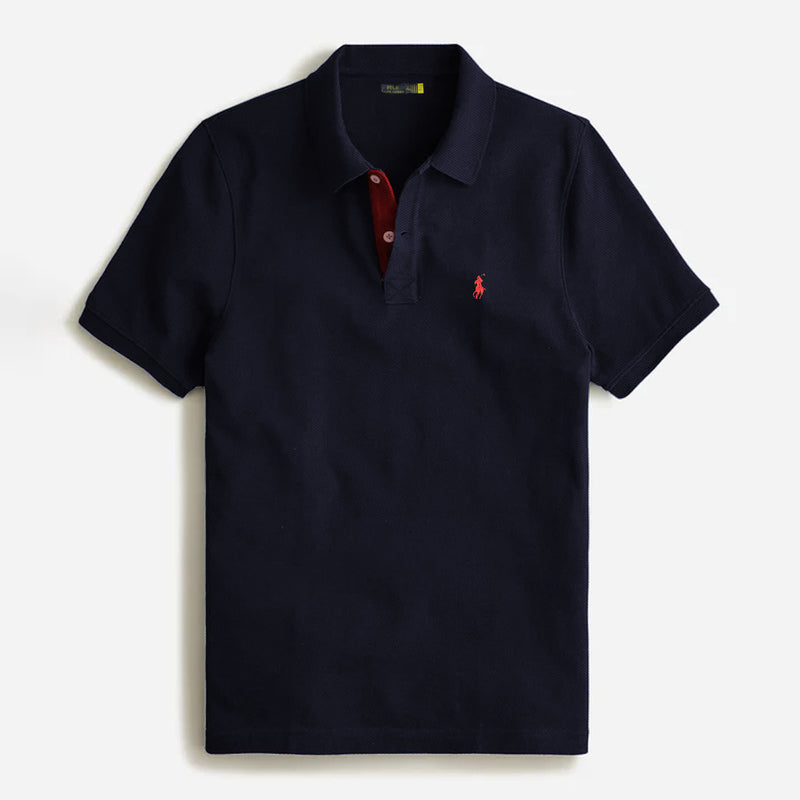 R-L Men's Embroidered Navy Blue Polo Shirt