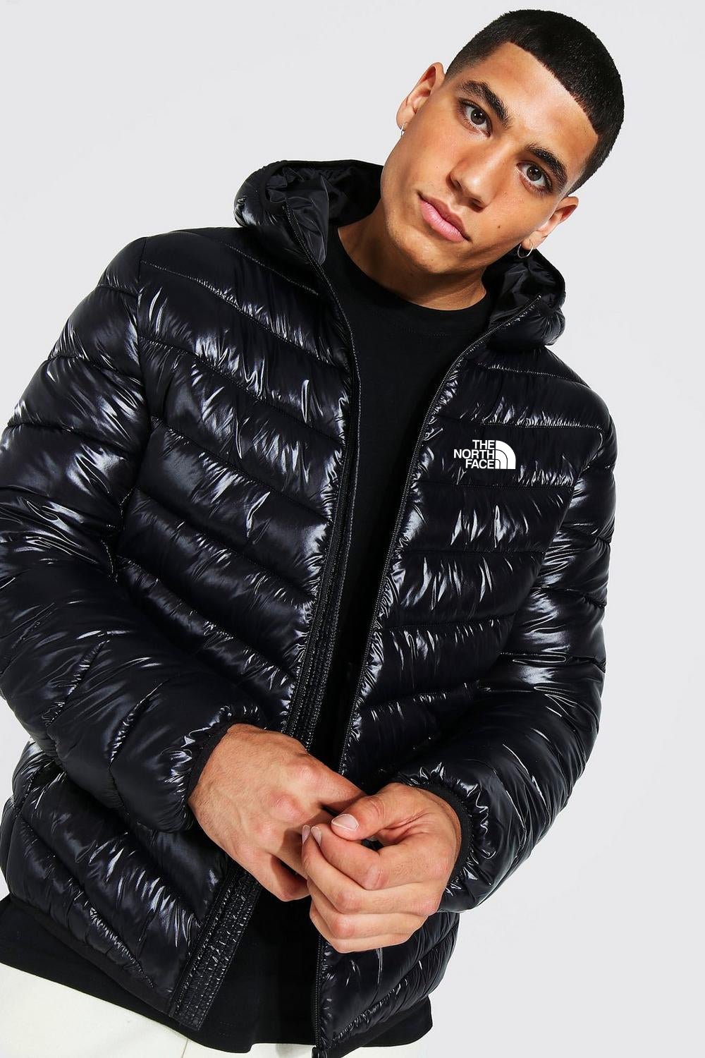 Black Full Sleeves Puffer Jacket-N/F