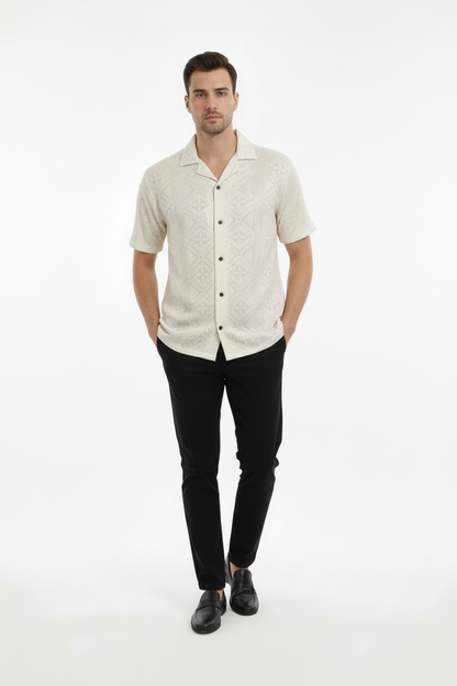 Ugur Cube Collar Old Money Drop shoulder Shirt with textured pattern