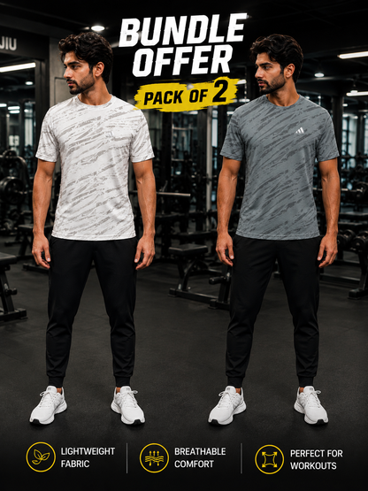 Ugur Premium Halfsleeve Checkered Pattern Round Neck T-Shirt -Pack of 2