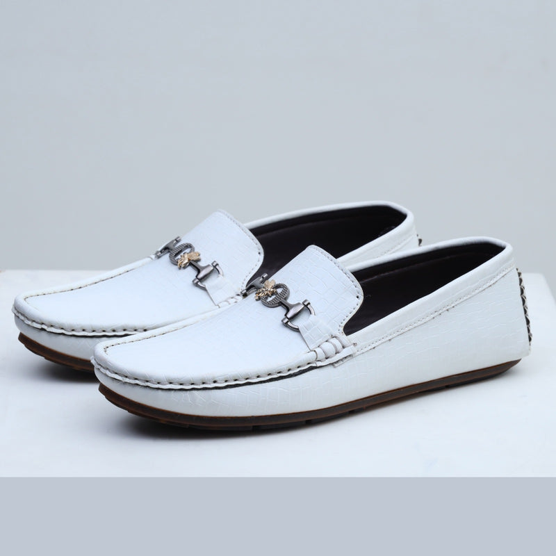 Ugur leather finish hand made zindo loafers white