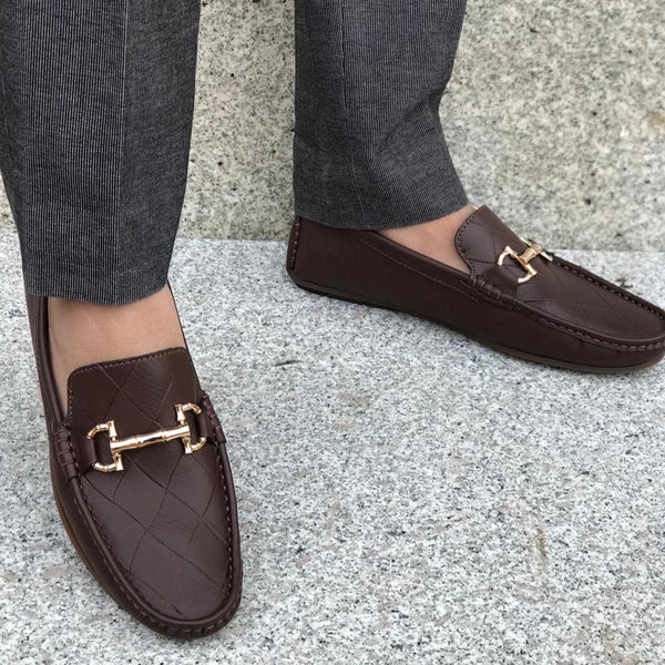 Ugur Hand Made loafers Brown diagonal cut