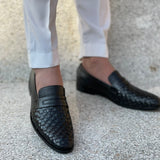 Ugur Hand Made Front Weave  Shoes Black