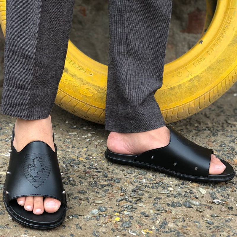 Ugur Hand Made Poxinio Black Chappal