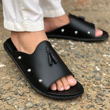 Ugur Hand Made Poxinio Tussled Black Chappal Peshawari chappal & sandals UGUR.PK 